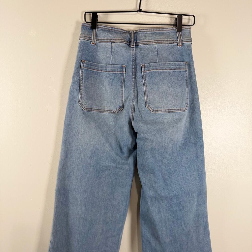 OAT New York High Rise Square Pocket Wide Leg Raw Hem Denim Jeans Size 4/27 - Picture 7 of 10